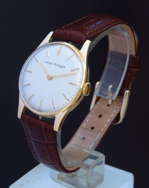 fig 1. SOLID 9CT GOLD GIRARD PERREGAUX MID SIZE MENS VINTAGE WATCH C1961
