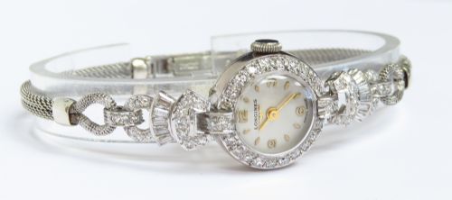 fig 5. STUNNING LONGINES PLATINUM AND DIAMOND ART DECO LADIES COCKTAIL WATCH C1956