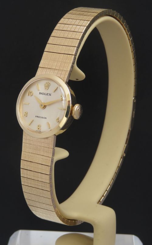fig 1. BEAUTIFUL SOLID 9CT GOLD ROLEX PRECISION LADIES COCKTAIL WATCH WITH BOXES C1967