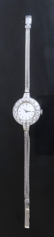 fig 6. Exquisite Platinum And 3cts Diamond Ladies Vintage Art Deco Cocktail Watch By Vertex C1930