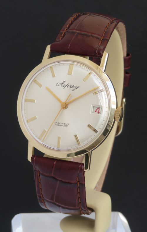 Incredible Original Solid 9ct Gold Mens Vintage Watch by Asprey of London C1969