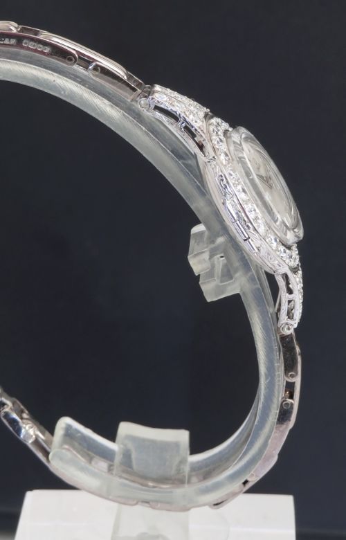fig 3. BEAUTIFUL OMEGA PLATINUM AND DIAMOND LADIES ART DECO COCKTAIL WATCH C1950