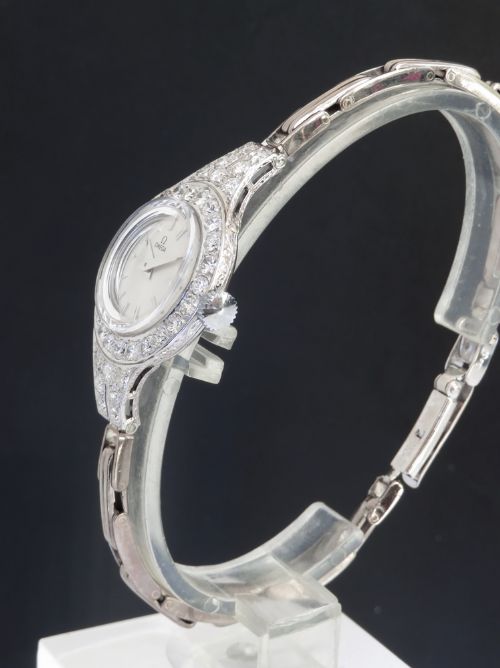 fig 4. BEAUTIFUL OMEGA PLATINUM AND DIAMOND LADIES ART DECO COCKTAIL WATCH C1950