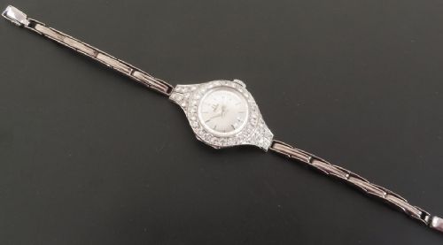 fig 8. BEAUTIFUL OMEGA PLATINUM AND DIAMOND LADIES ART DECO COCKTAIL WATCH C1950