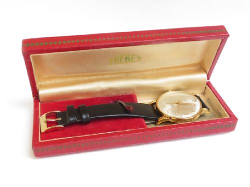 fig 3. SUPERB ORIGINAL SOLID 9CT GOLD TREBEX OVERSIZE MENS WATCH WITH BOX C1967