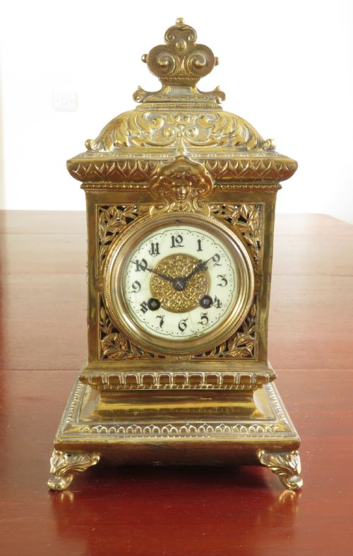 French Brass Clock by a D Mougin C1880