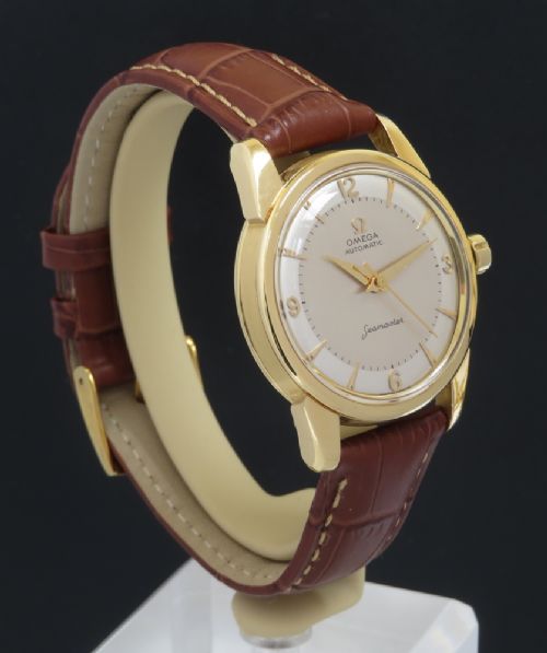fig 3. SOLID 18CT 18K GOLD OMEGA SEAMASTER AUTOMATICE MENS VINTAGE WATCH WITH BOX C1958-59