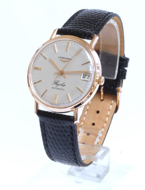 fig 6. MINT CONDITION SOLID 18CT 18K ROSE GOLD LONGINES FLAGSHIP AUTOMATIC DATE MENS VINTAGE WATCH C1966