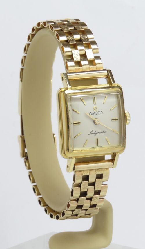 fig 4. VERY RARE SOLID 18CT OMEGA LADYMATIC LADIES COCKTAIL WATCH WITH BOX AND PAPERWORK C1964