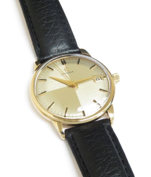 fig 4. STUNNING SOLID 9CT GOLD OMEGA CALIBRE 610 WITH HARLEQUIN DIAL c1964