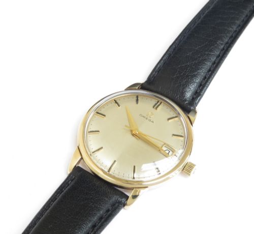 fig 7. STUNNING SOLID 9CT GOLD OMEGA CALIBRE 610 WITH HARLEQUIN DIAL c1964