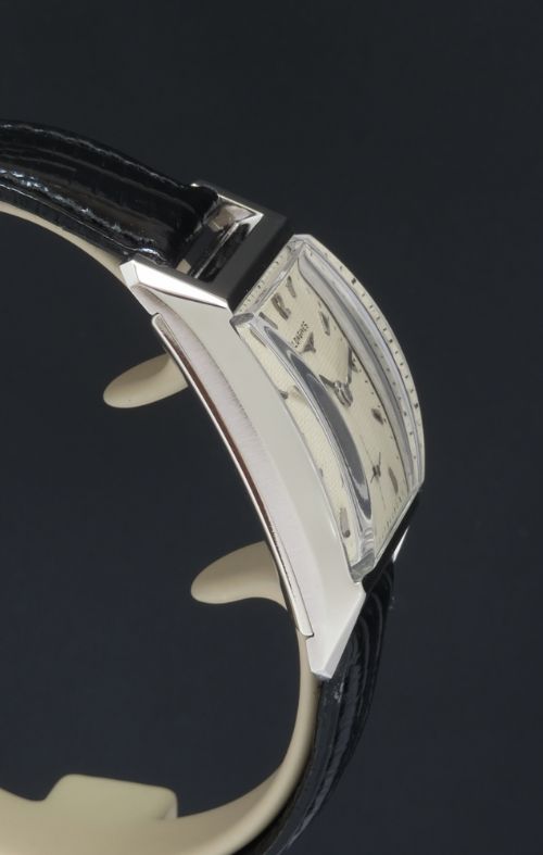 fig 5. RARE ORIGINAL SOLID 14CT 14K WHITE GOLD LONGINES PRESIDENT ART DEO MENS VINTAGE WATCH C1953-54