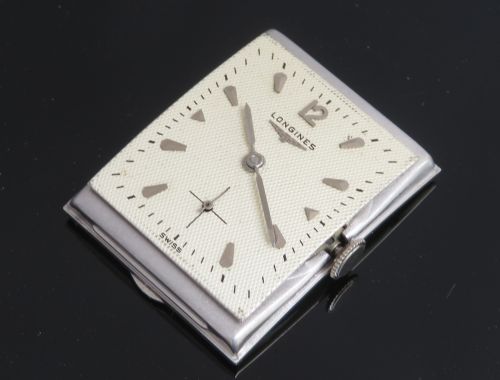 fig 7. RARE ORIGINAL SOLID 14CT 14K WHITE GOLD LONGINES PRESIDENT ART DEO MENS VINTAGE WATCH C1953-54
