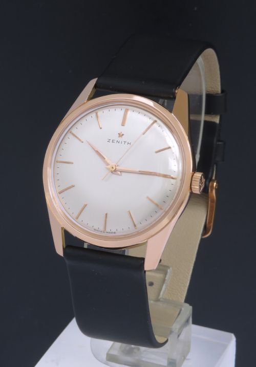 Stunning Original Solid 18ct 18k Rose Gold Zenith Calibre 2522 Mens Vintage Watch C1960