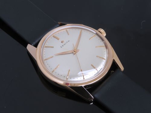 fig 2. STUNNING ORIGINAL SOLID 18CT 18K ROSE GOLD ZENITH CALIBRE 2522 MENS VINTAGE WATCH C1960