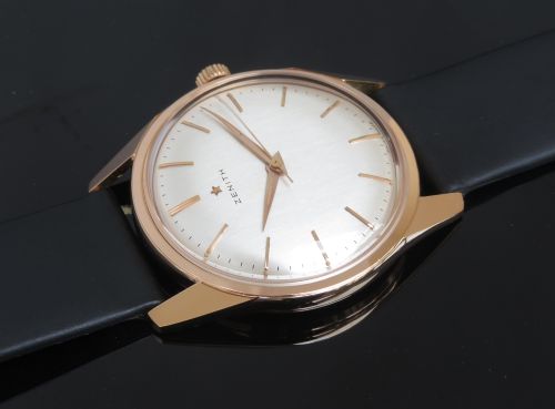 fig 5. STUNNING ORIGINAL SOLID 18CT 18K ROSE GOLD ZENITH CALIBRE 2522 MENS VINTAGE WATCH C1960