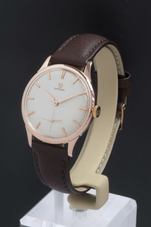 fig 1. MINT CONDITION SOLID 18CT 18K ROSE GOLD OMEGA CALIBRE 267 MENS VINTAGE WATCH C1960