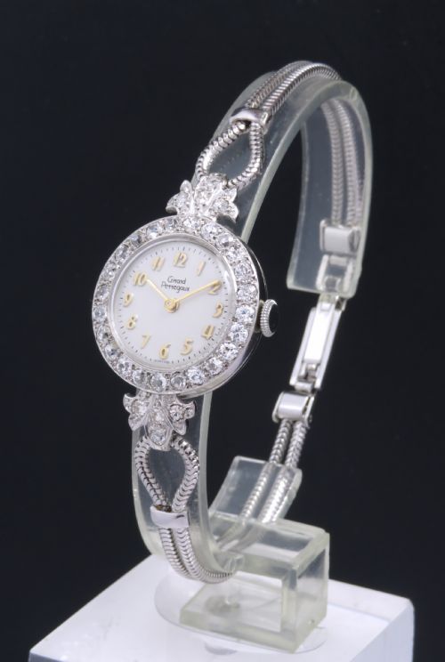 Beautiful Platinum and 2cts of Diamonds Girard Perregaux Ladies Cocktail Watch C1950