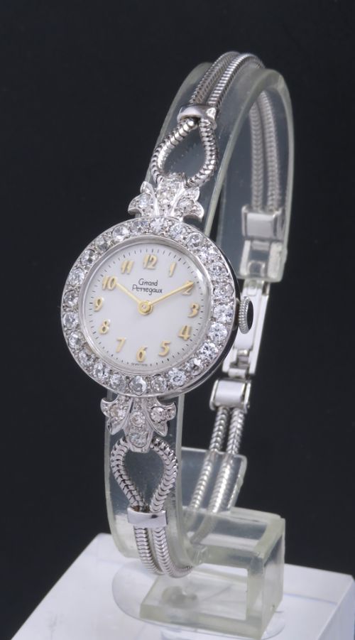 fig 1. BEAUTIFUL PLATINUM AND 2CTS OF DIAMONDS GIRARD PERREGAUX LADIES COCKTAIL WATCH C1950