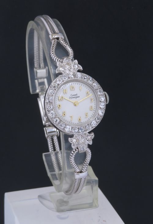fig 2. BEAUTIFUL PLATINUM AND 2CTS OF DIAMONDS GIRARD PERREGAUX LADIES COCKTAIL WATCH C1950