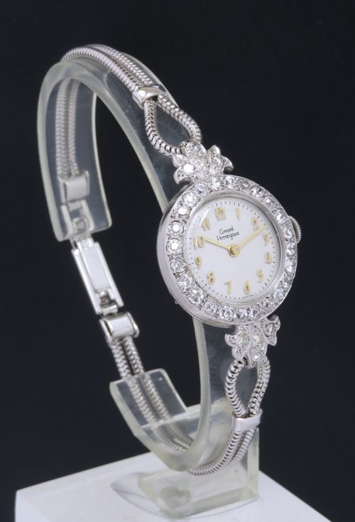 fig 3. BEAUTIFUL PLATINUM AND 2CTS OF DIAMONDS GIRARD PERREGAUX LADIES COCKTAIL WATCH C1950
