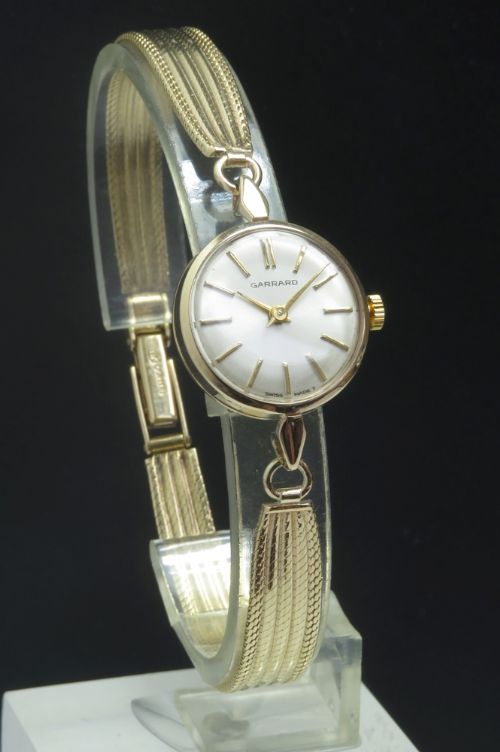 fig 1. VERY PRETTY SOLID 9CT GOLD LADIES VINTAGE WATCH BY GARRARD THE CROWN JEWELLERS C1968