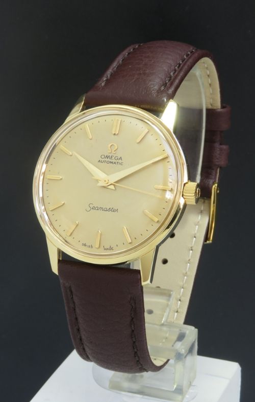 fig 1. STUNNING SOLID 18CT 18K OMEGA SEAMASTER AUTOMATIC REFERENCE 165.001 MENS VINTAGE WATCH C1966