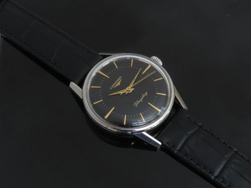 fig 2. EXTREMELY RARE ALL ORIGINAL BLACK DIAL LONGINES FLAGSHIP CALIBRE 30LS MENS VINTAGE WATCH C1961