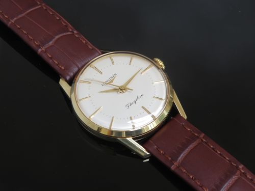 fig 4. ORIGINAL SOLID 18CT 18K LONGINES FLAGSHIP CALIBRE 30LS MENS VINTAGE WATCH C1959-60