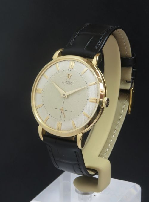 Extremely Rare Original Solid 18ct 18k Gold Omega Automatic Jumbo Oversize Bumper  Mens Vintage Watch C1950