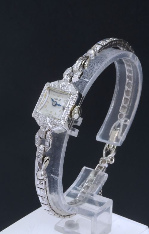 fig 2. BEUATIFUL ROLEX TUDOR PLATINUM AND DIAMOND LADIES COCKTAIL WATCH C1950