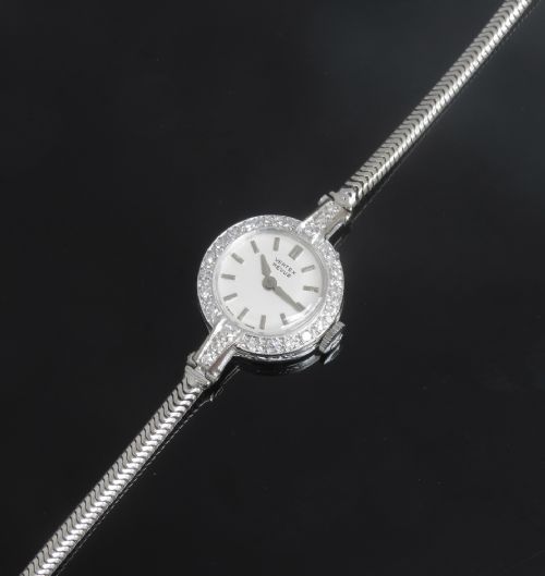 fig 4. LOVELY SOLID 18CT WHITE GOLD AND DIAMOND LADIES COCKTAIL WATCH BY VERTEX WITH BOX C1967