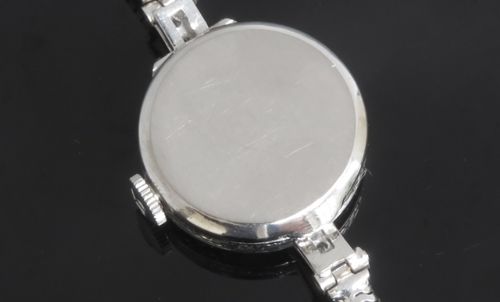 fig 6. LOVELY SOLID 18CT WHITE GOLD AND DIAMOND LADIES COCKTAIL WATCH BY VERTEX WITH BOX C1967