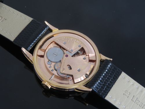 fig 5. STUNNING SOLID 18CT 18K ROSE GOLD OMEGA AUTOMATIC BUMPER MENS VINTAGE WATCH C1949