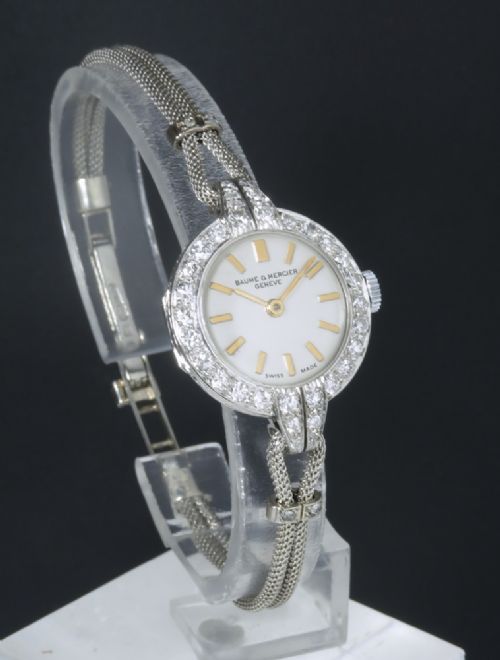 fig 1. BEAUTIFUL PLATINUM AND DIAMOND BAUME AND MERCIER LADIES COCKTAIL WATCH C1950