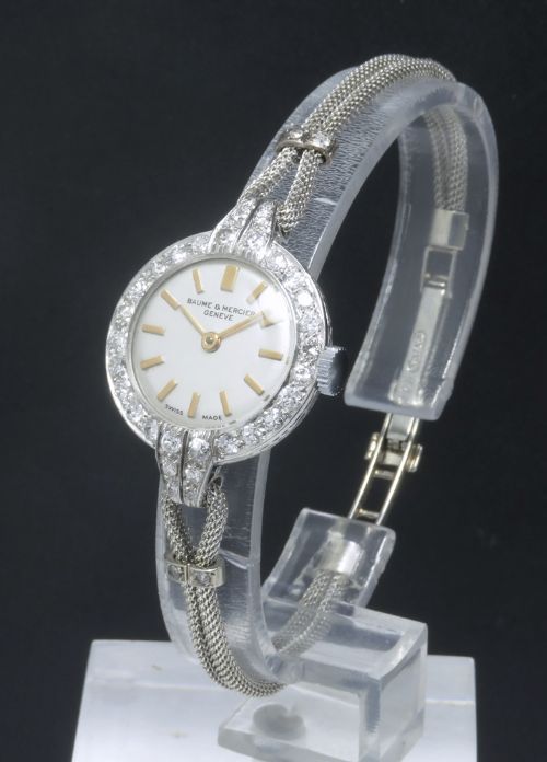 fig 3. BEAUTIFUL PLATINUM AND DIAMOND BAUME AND MERCIER LADIES COCKTAIL WATCH C1950