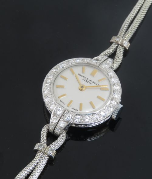 fig 5. BEAUTIFUL PLATINUM AND DIAMOND BAUME AND MERCIER LADIES COCKTAIL WATCH C1950