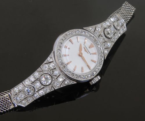 fig 4. EXQUISITE LONGINES PLATINUM ROSE GOLD AND DIAMONDS LADIES ART DECO COCKTAIL WATCH C1920
