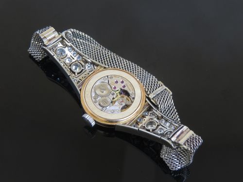 fig 7. EXQUISITE LONGINES PLATINUM ROSE GOLD AND DIAMONDS LADIES ART DECO COCKTAIL WATCH C1920