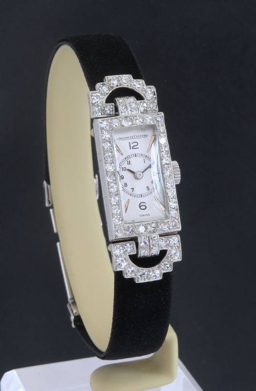 Stunning Platinum and Diamond Jaeger-lecoultre Art Deco Ladies Cocktail Watch 1930