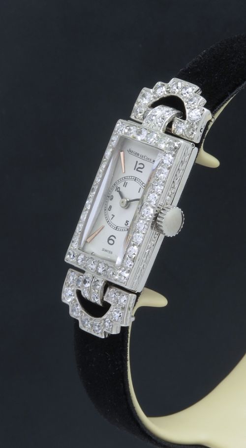 fig 3. STUNNING PLATINUM AND DIAMOND JAEGER-LECOULTRE ART DECO LADIES COCKTAIL WATCH 1930