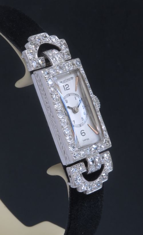 fig 6. STUNNING PLATINUM AND DIAMOND JAEGER-LECOULTRE ART DECO LADIES COCKTAIL WATCH 1930