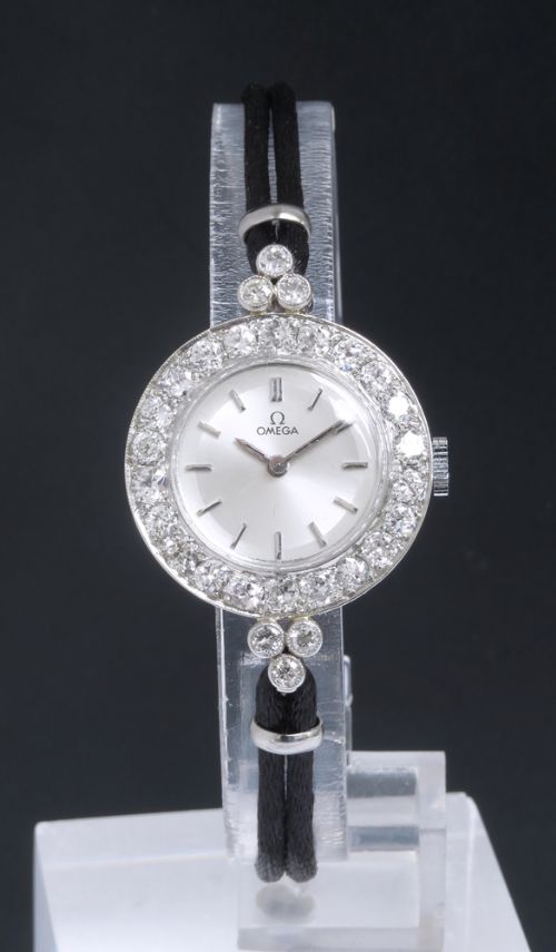 fig 3. EXQUISITE OMEGA PLATINUM AND DIAMOND ART DECO LADIES COCKTAIL WATCH C1930