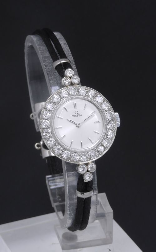 fig 4. EXQUISITE OMEGA PLATINUM AND DIAMOND ART DECO LADIES COCKTAIL WATCH C1930