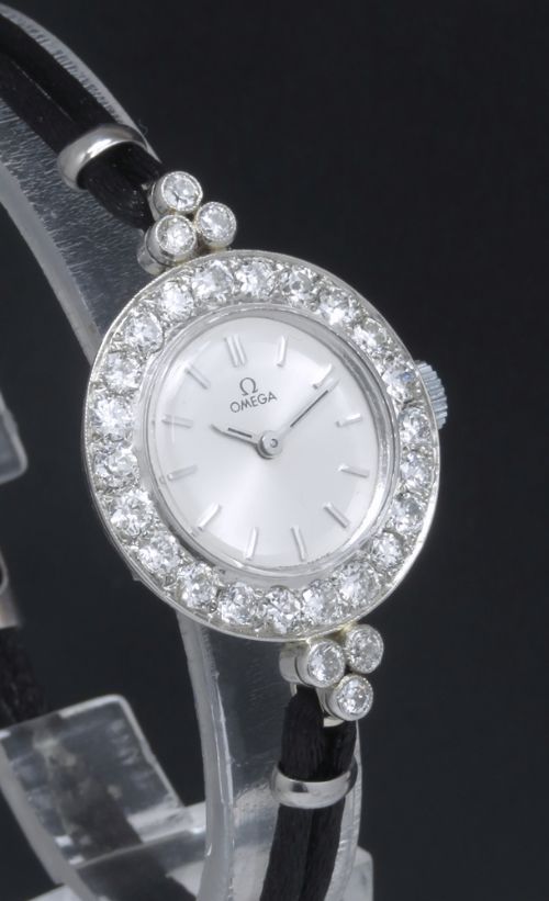 fig 5. EXQUISITE OMEGA PLATINUM AND DIAMOND ART DECO LADIES COCKTAIL WATCH C1930
