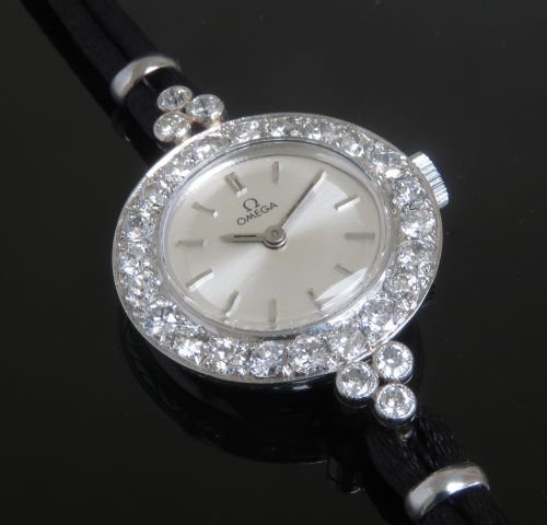 fig 6. EXQUISITE OMEGA PLATINUM AND DIAMOND ART DECO LADIES COCKTAIL WATCH C1930