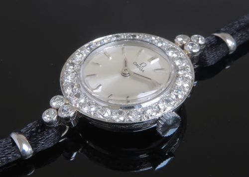 fig 7. EXQUISITE OMEGA PLATINUM AND DIAMOND ART DECO LADIES COCKTAIL WATCH C1930