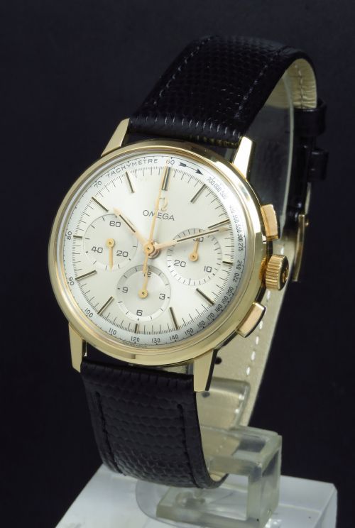 Incredibly Rare Mint Original Condition Solid 18ct 18k Omega Calibre 321 Chronograph with Original Box C1964