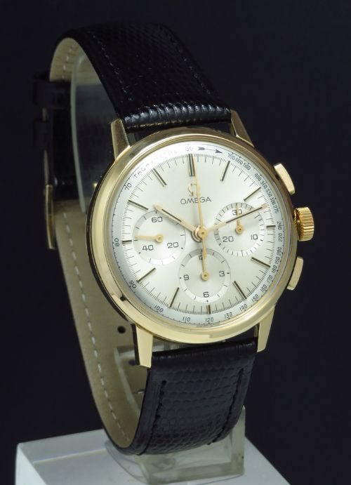 fig 2. INCREDIBLY RARE MINT ORIGINAL CONDITION SOLID 18CT 18K OMEGA CALIBRE 321 CHRONOGRAPH WITH ORIGINAL BOX C1964