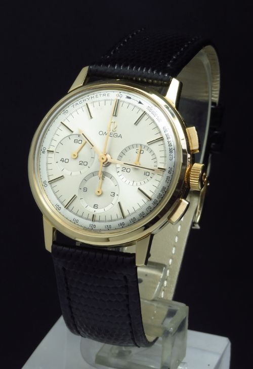 fig 3. INCREDIBLY RARE MINT ORIGINAL CONDITION SOLID 18CT 18K OMEGA CALIBRE 321 CHRONOGRAPH WITH ORIGINAL BOX C1964